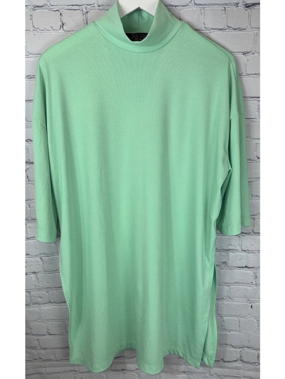 DRESSED in LALA Size Small Oversized Mint Green Ribbed Knit Play Tunic Dress